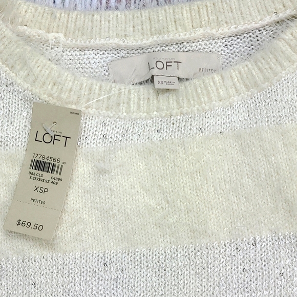 Loft Dressy Striped Textured Knit Sweater, Sz. XS PETITE - Picture 2 of 4